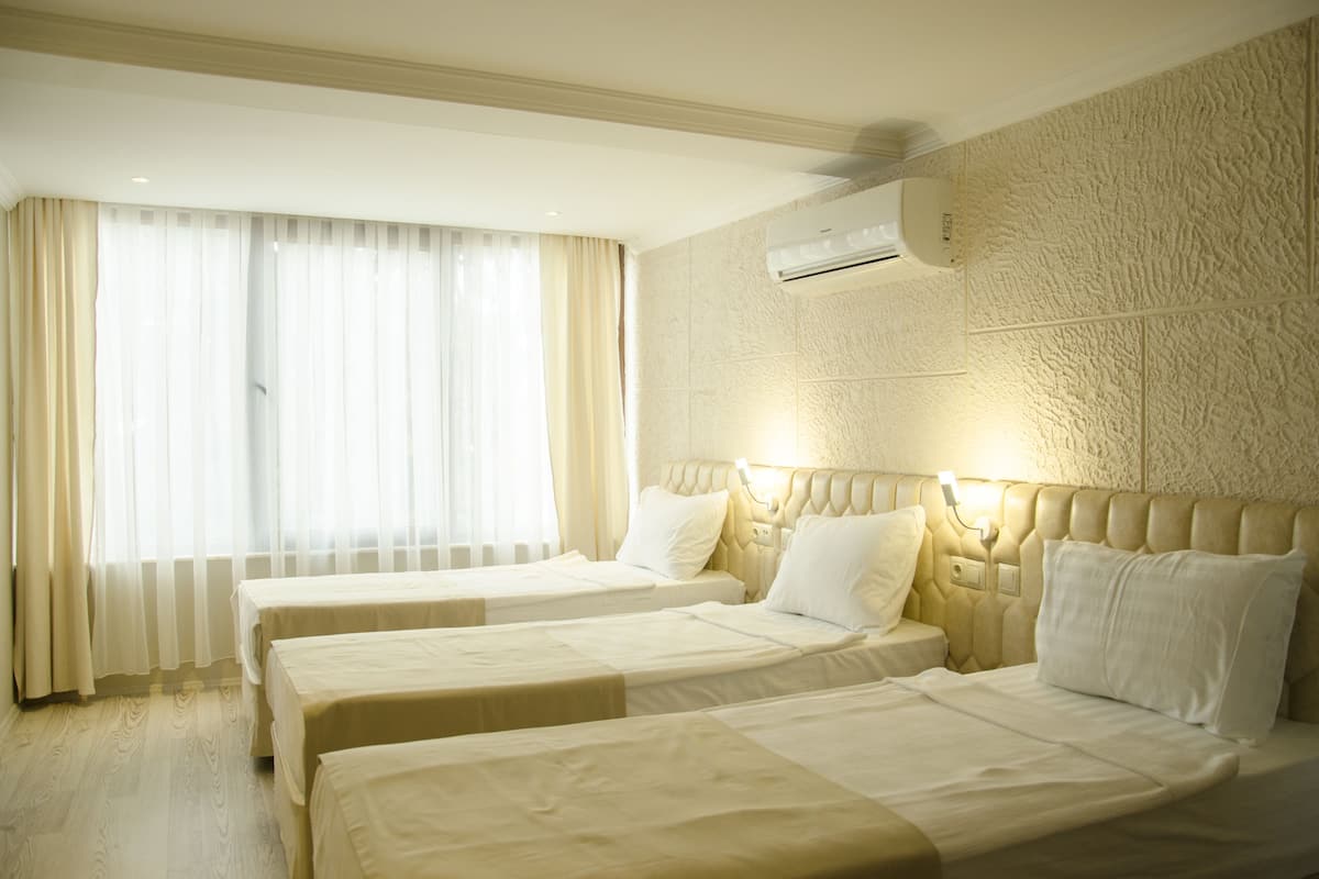 Standaard driepersoonskamer | Een minibar, een strijkplank/strijkijzer, gratis wifi, beddengoed