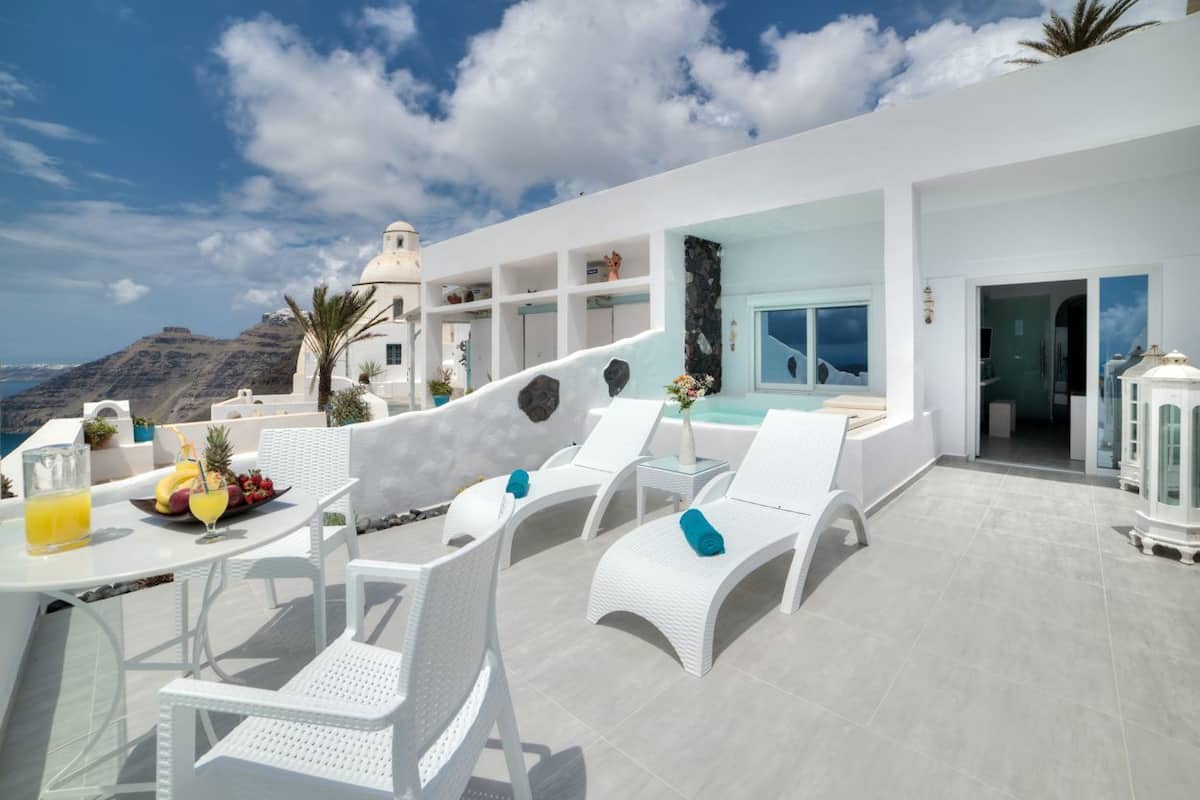 Villa Deluxe, baignoire à jets, vue mer | Terrasse/Patio