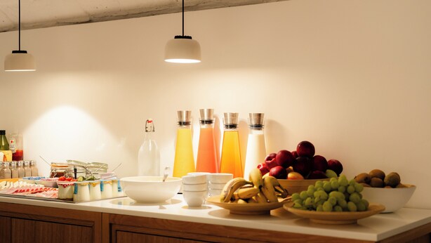 A buffet setup with various food items and beverages. - 9Hotel Republique (Paris)