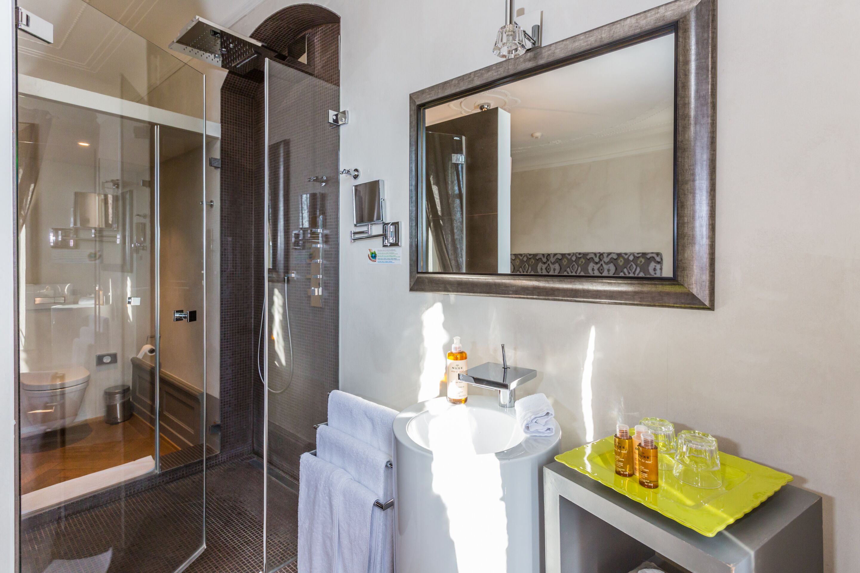 room, balcony | bathroom | rainfall showerhead, designer toiletries, hair dryer, slippers