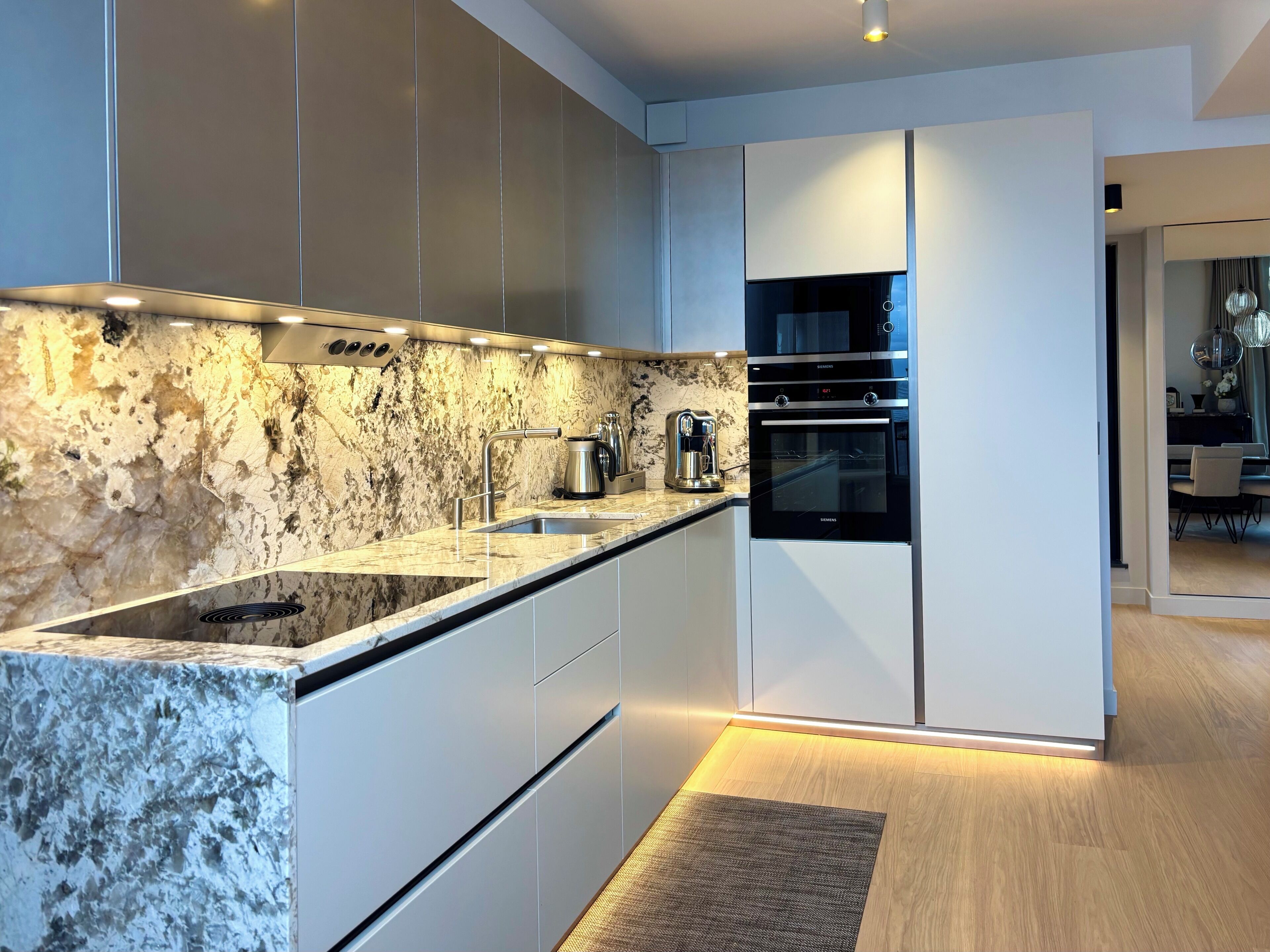 Executive Apartment | Private kitchen | Fridge, microwave, oven, stovetop