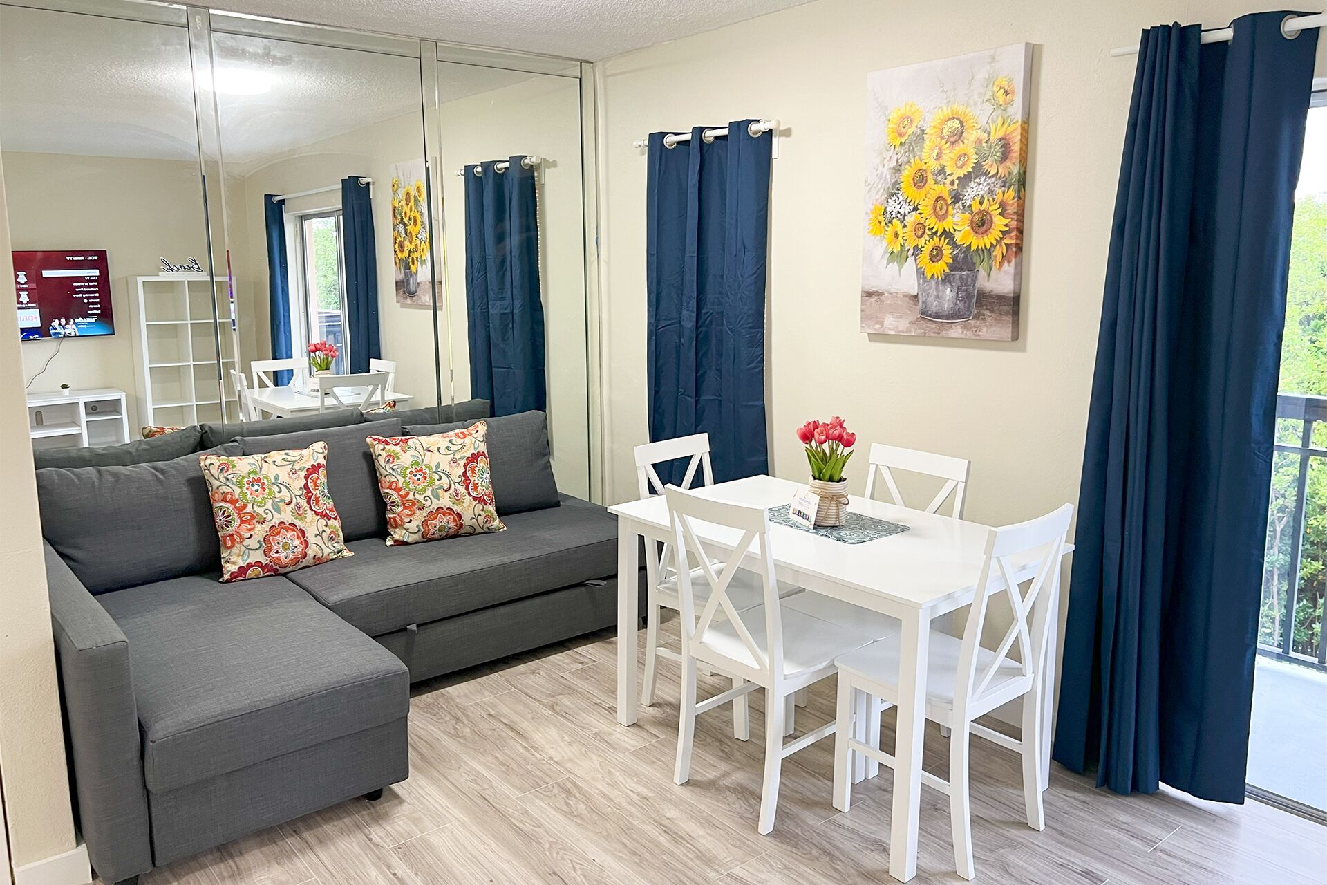 Family Apartment, 1 Bedroom | Living area | 55-inch flat-screen TV with cable channels, TV