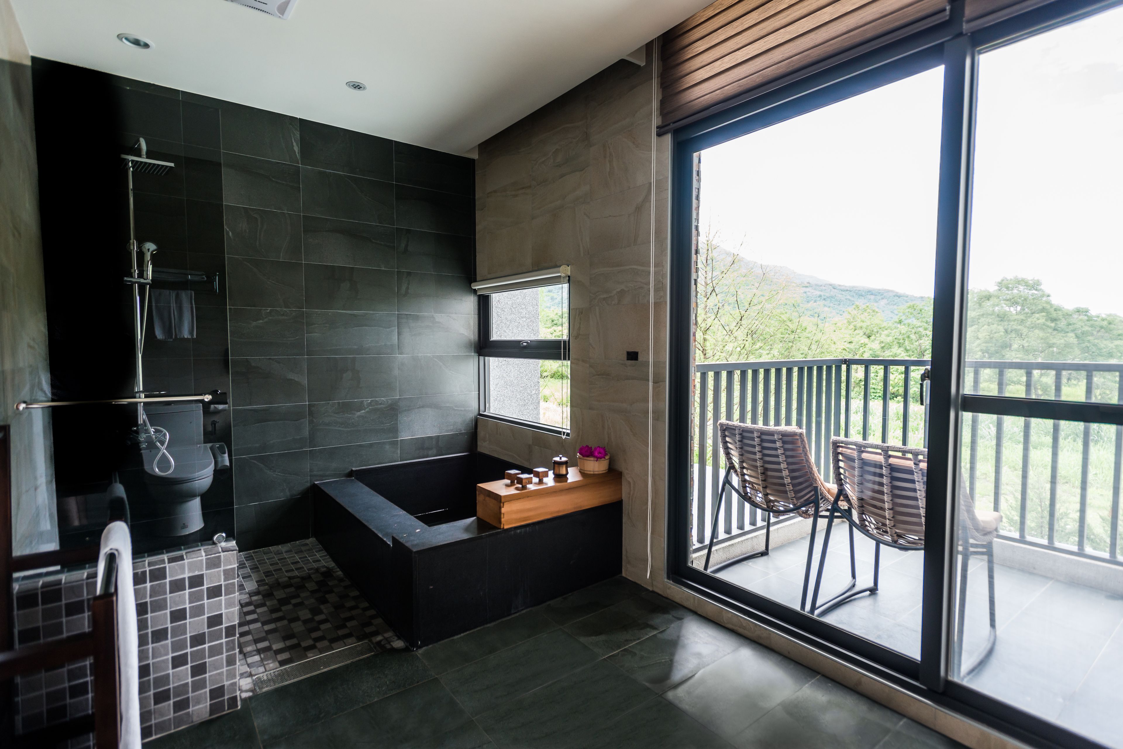 free toiletries, hair dryer, slippers, towels