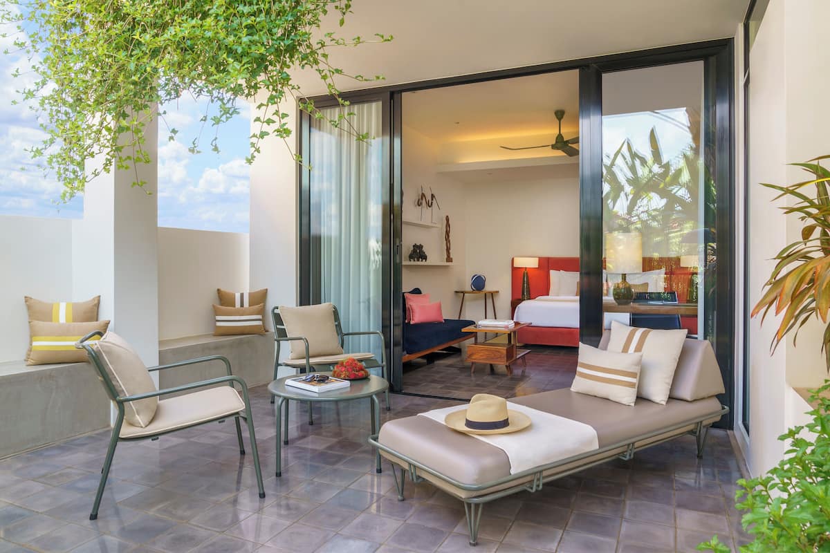 Deluxe Terrace Room + Free Minibar. | 1 bedroom, premium bedding, pillow-top beds, in-room safe