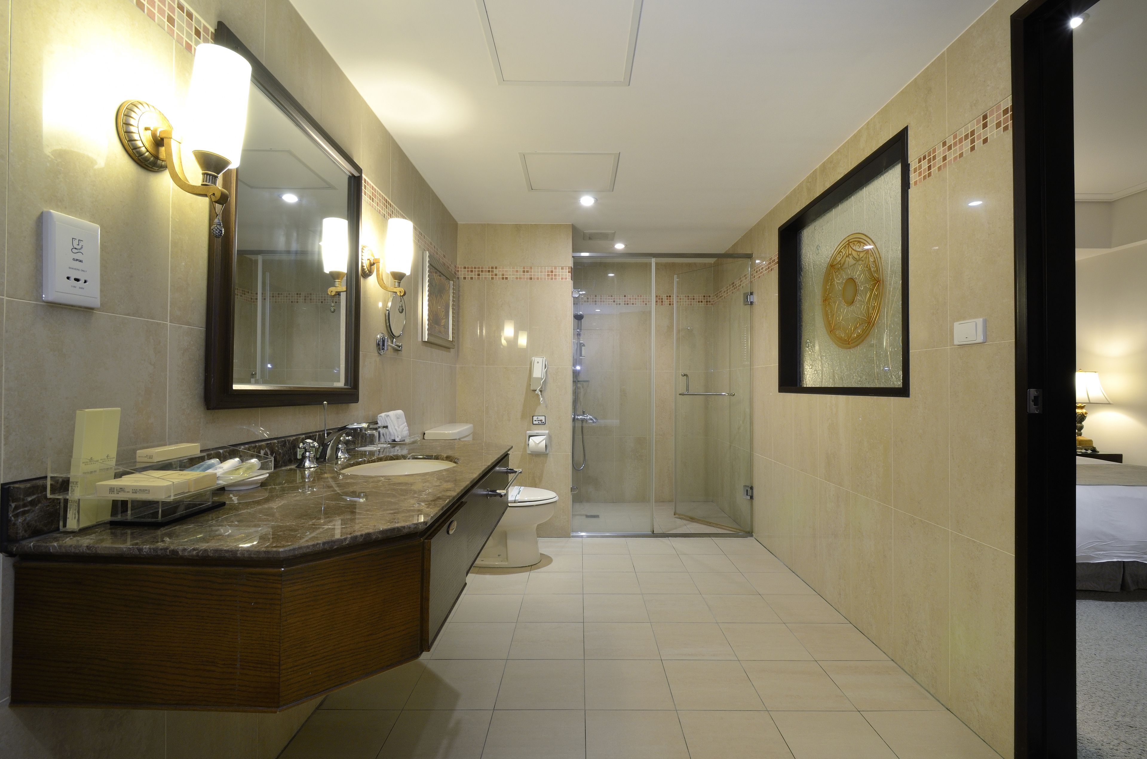 hair dryer, slippers, towels