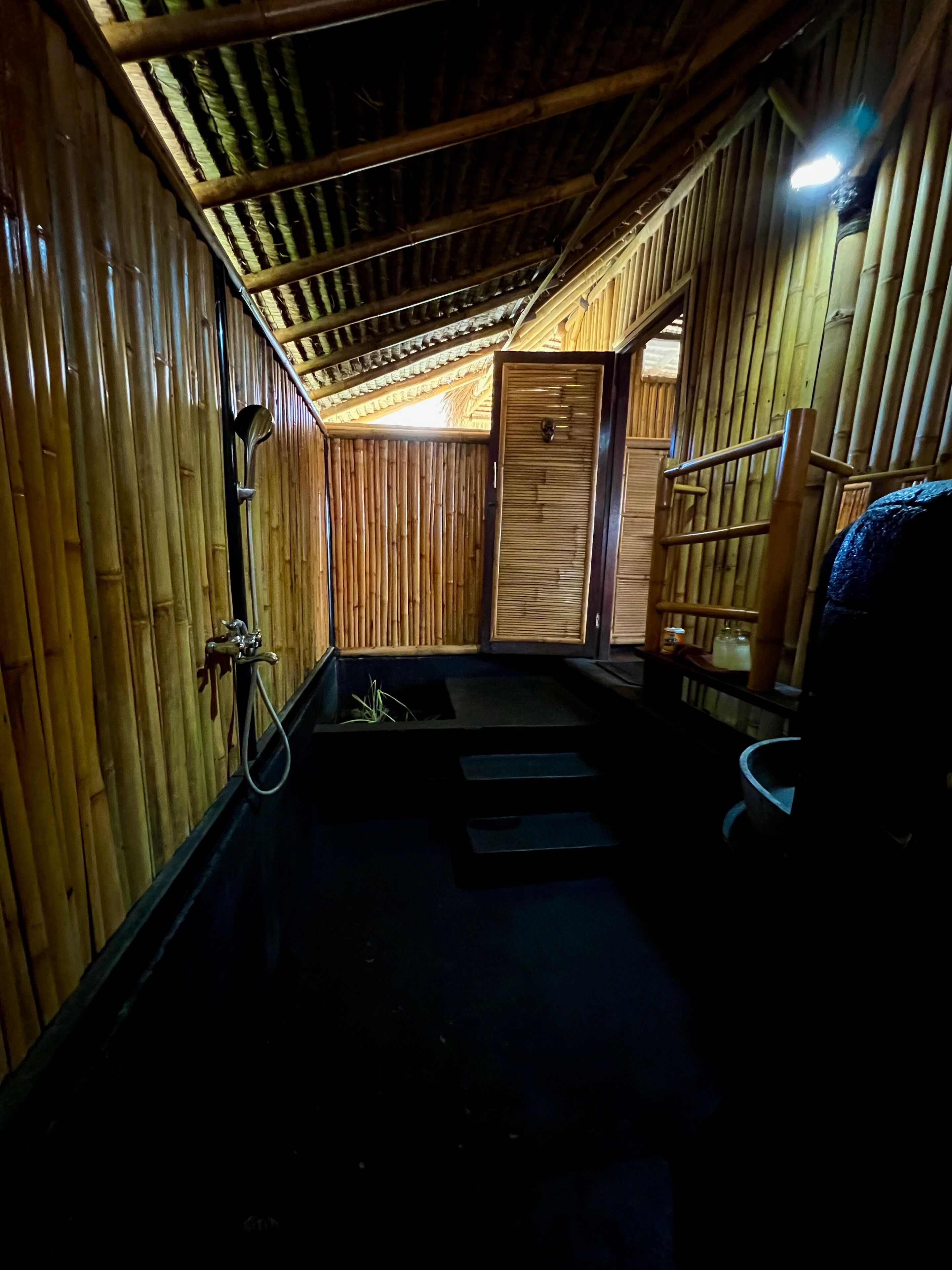 bamboo bungalow | bathroom | shower, towels