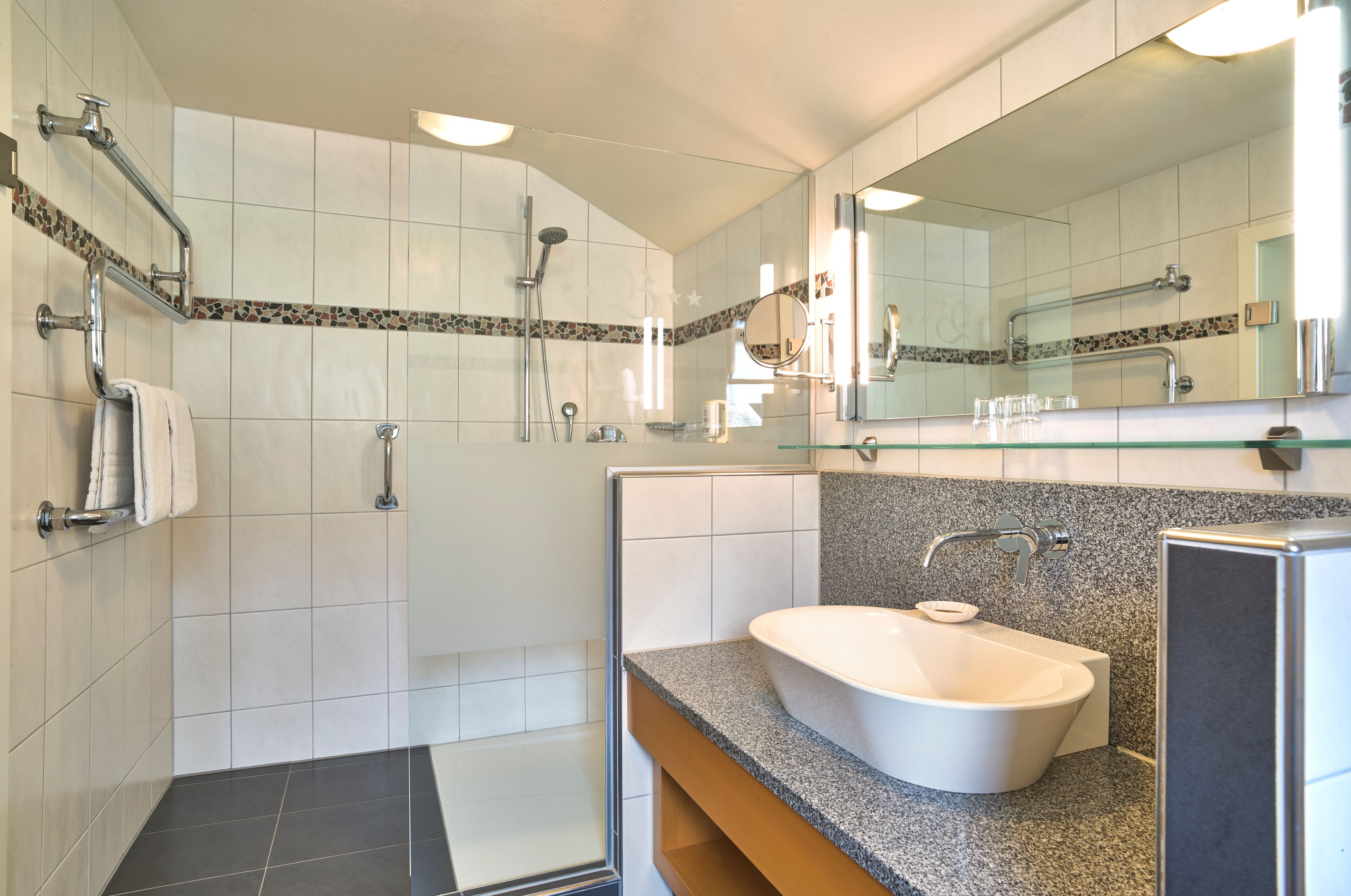 free toiletries, hair dryer, slippers, towels