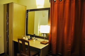 Shower, hair dryer, bathrobes, towels