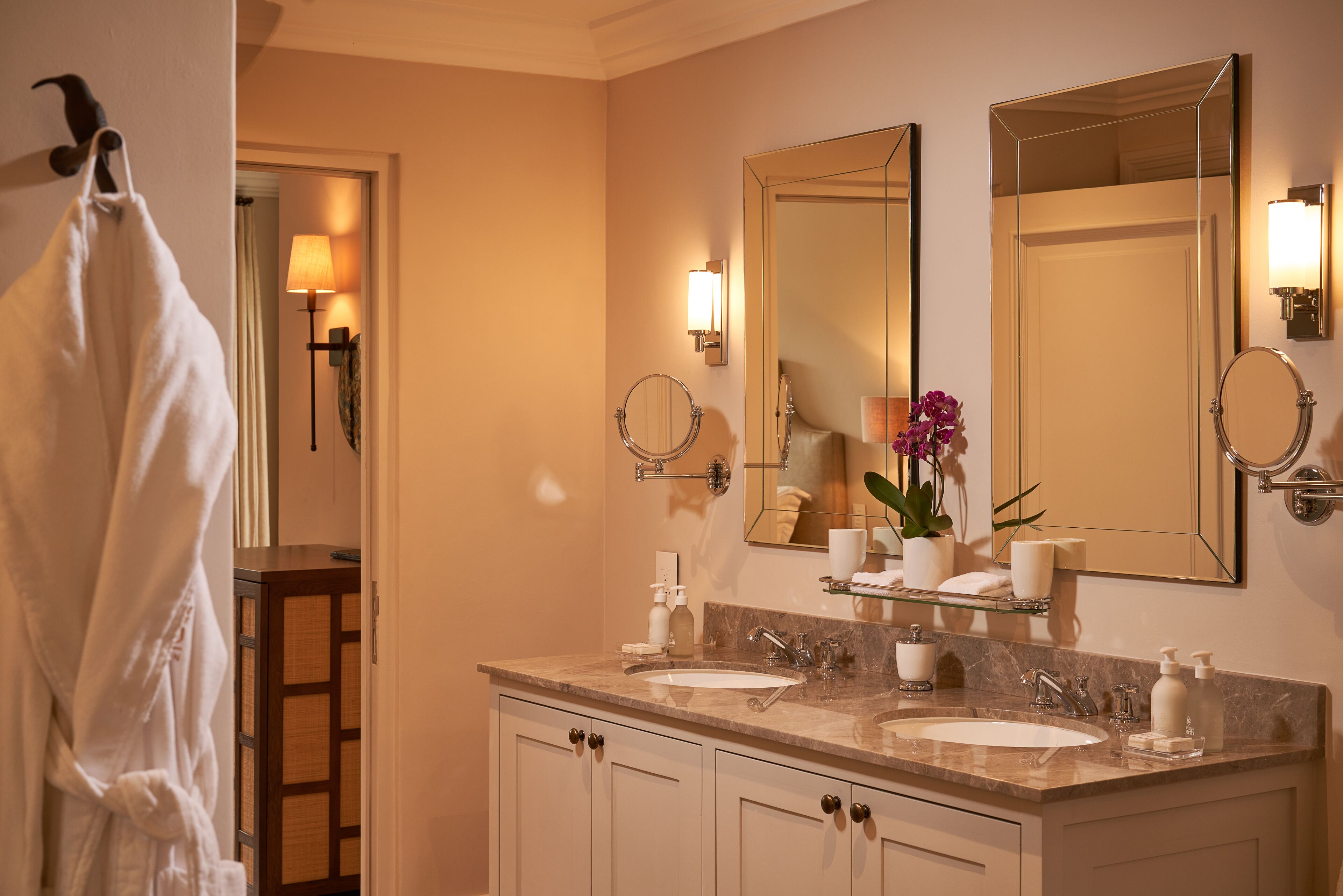premium studio suite | bathroom | designer toiletries, hair dryer, bathrobes, slippers
