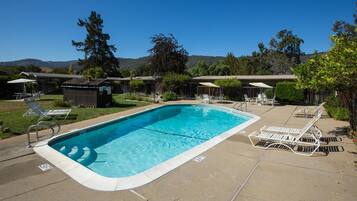 Outdoor pool, pool loungers