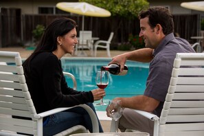 Outdoor pool, pool loungers