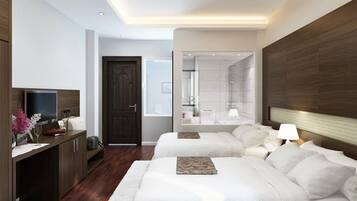 Deluxe kamer | 1 slaapkamer, een minibar, een kluis op de kamer, een bureau