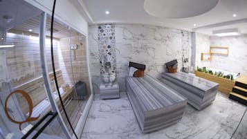 Sauna, steam room, hot springs, Turkish bath, body treatments
