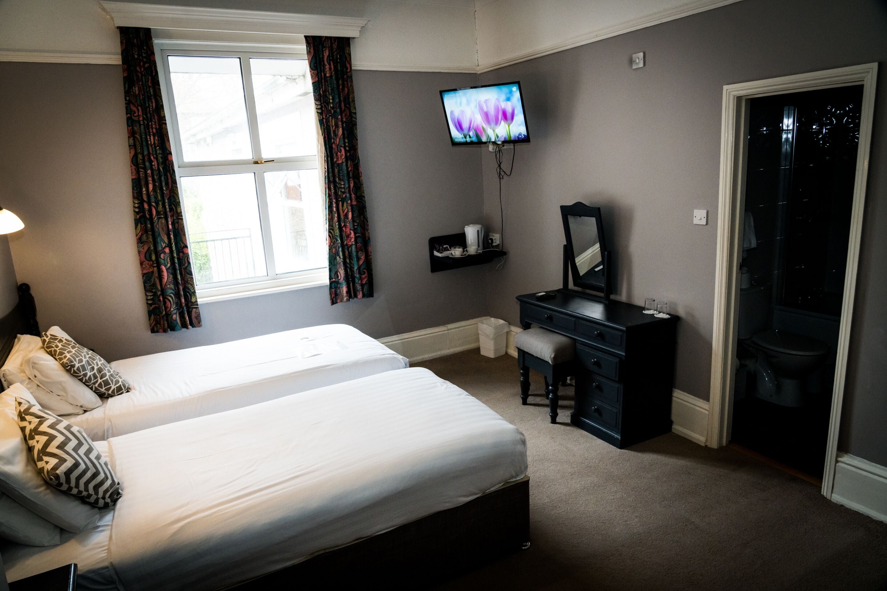 1 bedroom, desk, laptop workspace, iron/ironing board