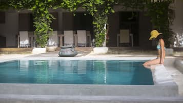 Outdoor pool, pool loungers