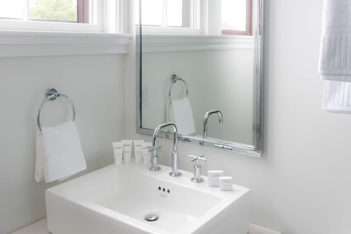 shower, designer toiletries, hair dryer, bathrobes