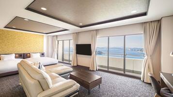 Classic Suite, Multiple Beds, Sea View | Desk, iron/ironing board, bed sheets