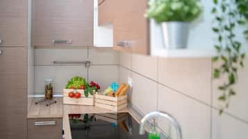 Basic Apartment, 1 Bedroom (6 pax) | Private kitchen | Full-size fridge, microwave, oven, stovetop