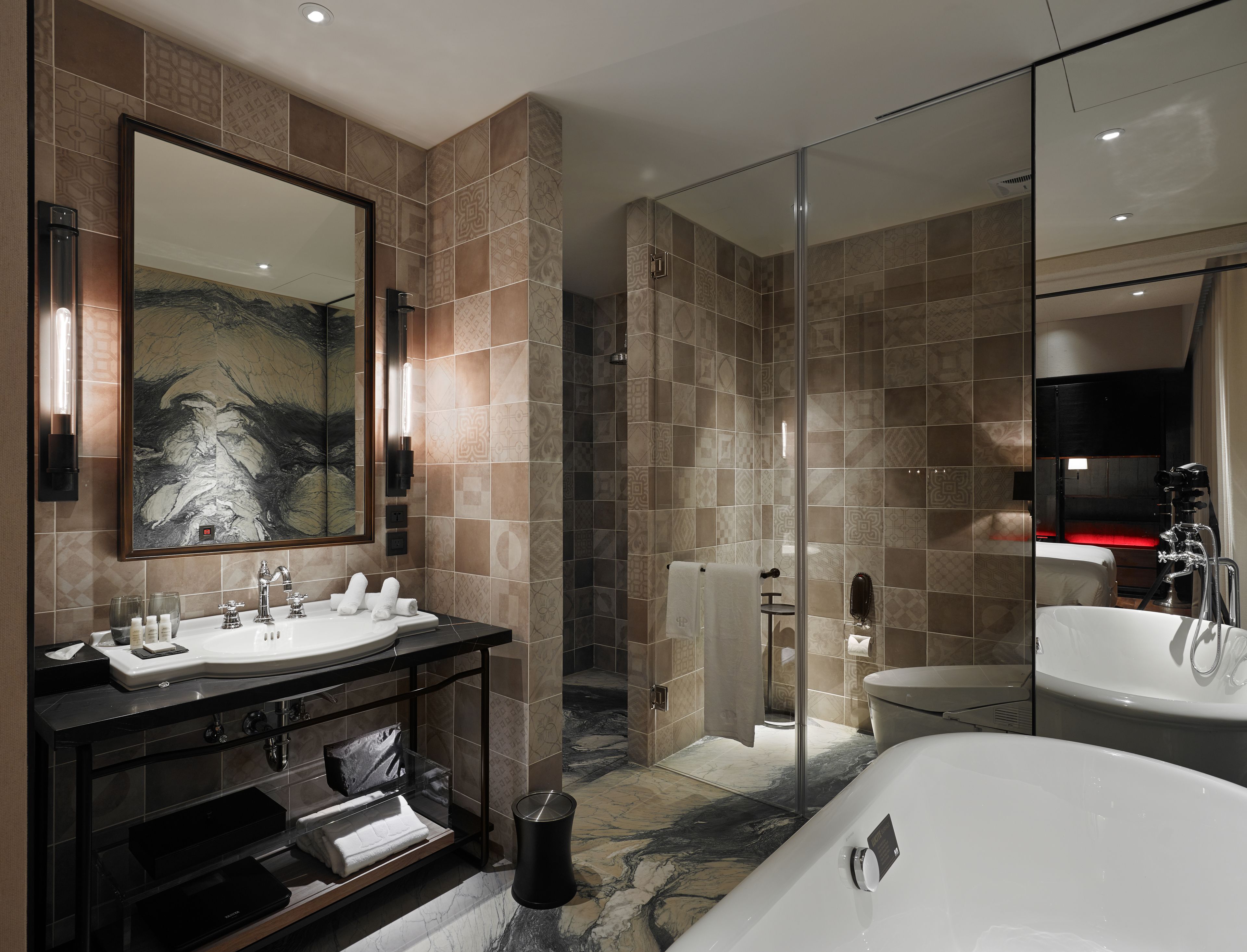 premium room | bathroom | separate bathtub and shower, deep-soaking bathtub