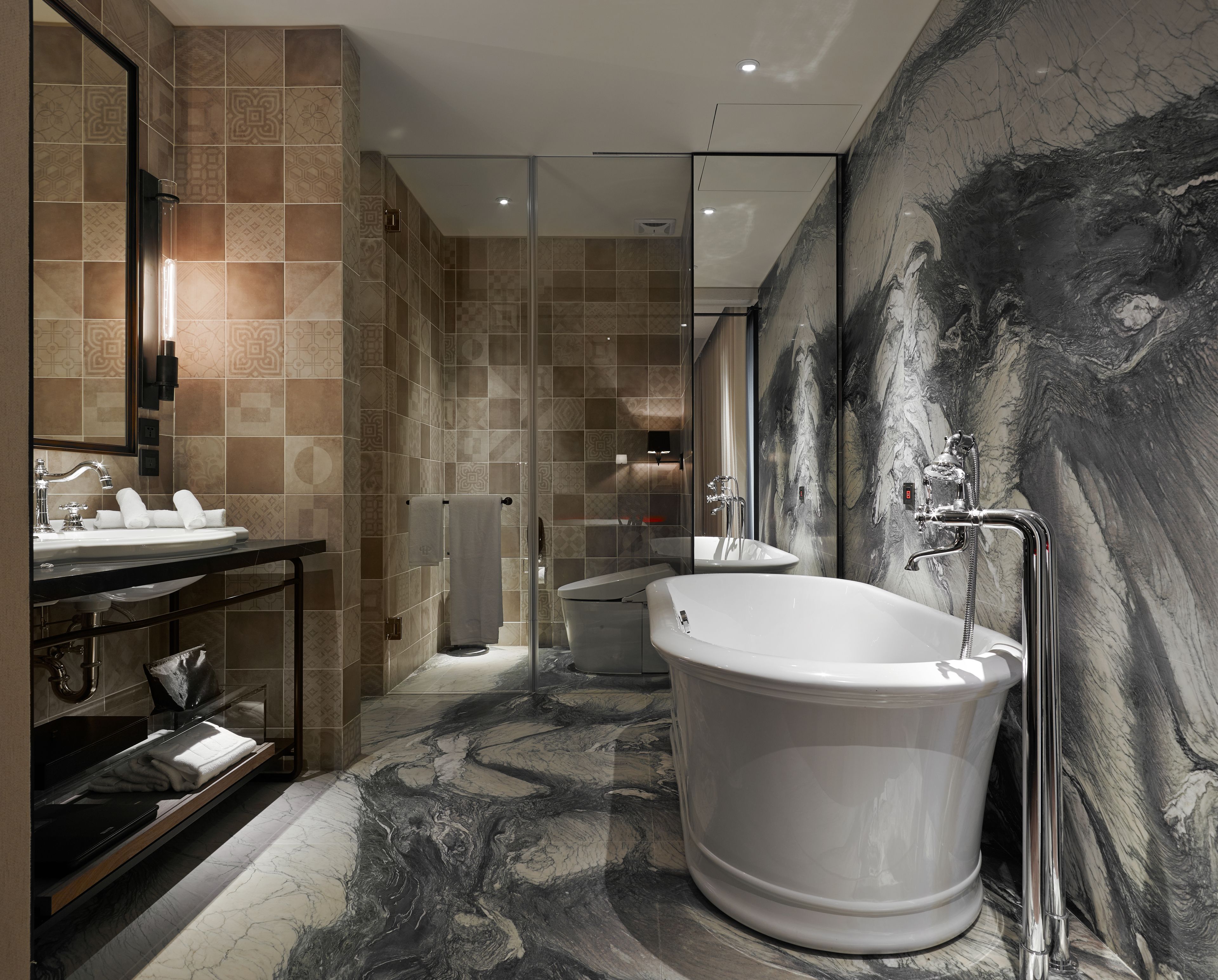 premium room | bathroom | separate bathtub and shower, deep-soaking bathtub