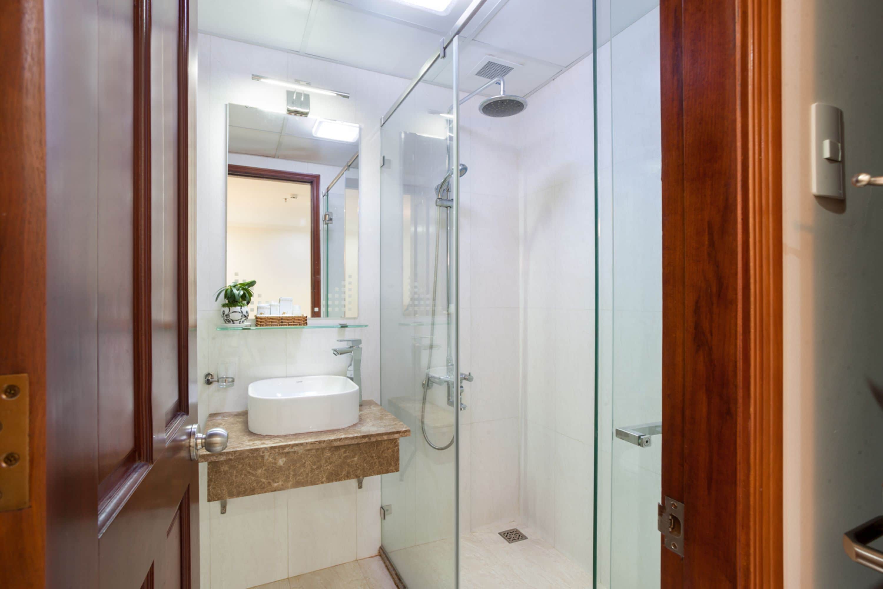 standard double room, without windows | bathroom | shower, rainfall showerhead, free toiletries, hair dryer
