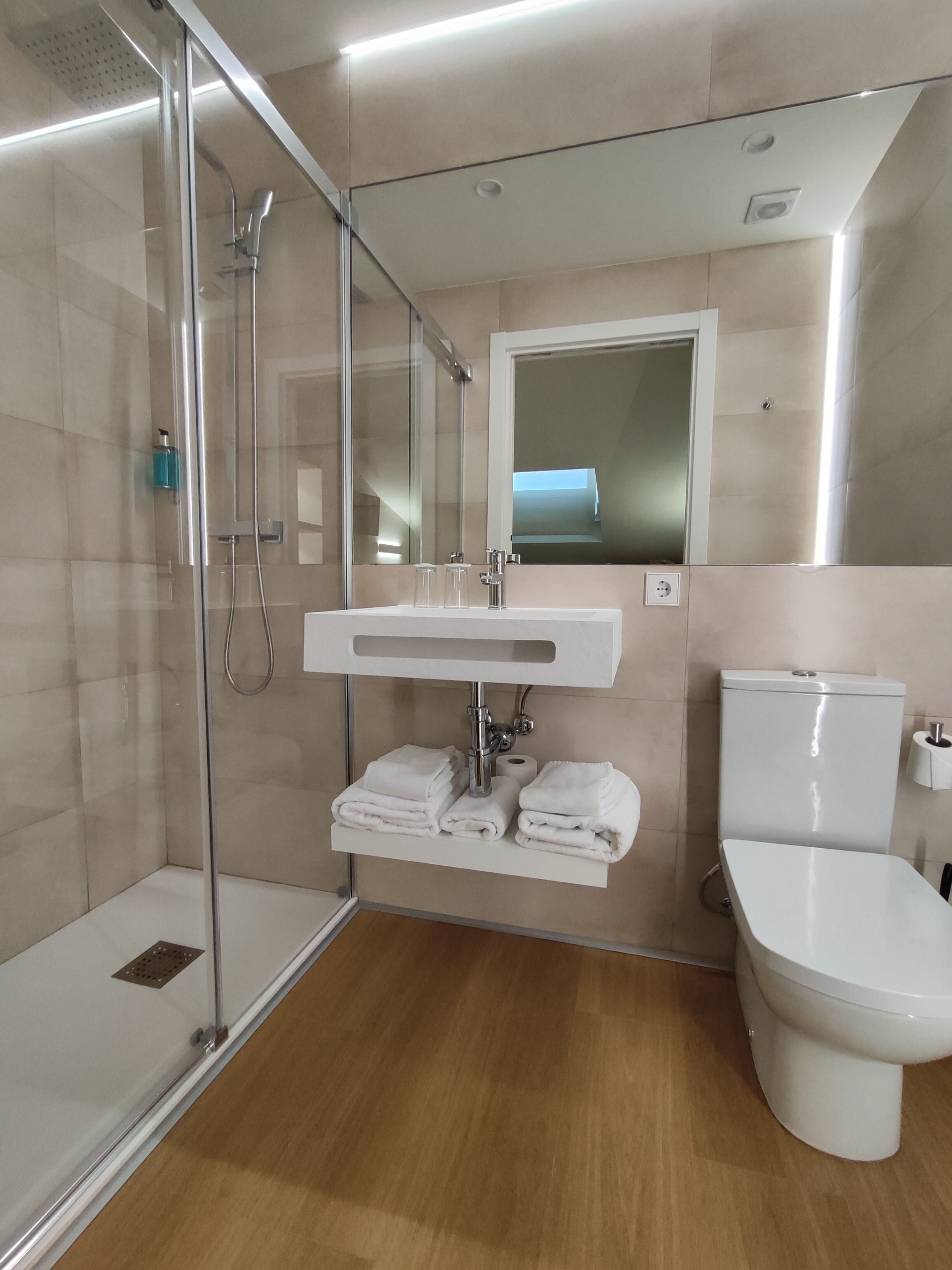 attic double room | bathroom | shower, free toiletries, towels