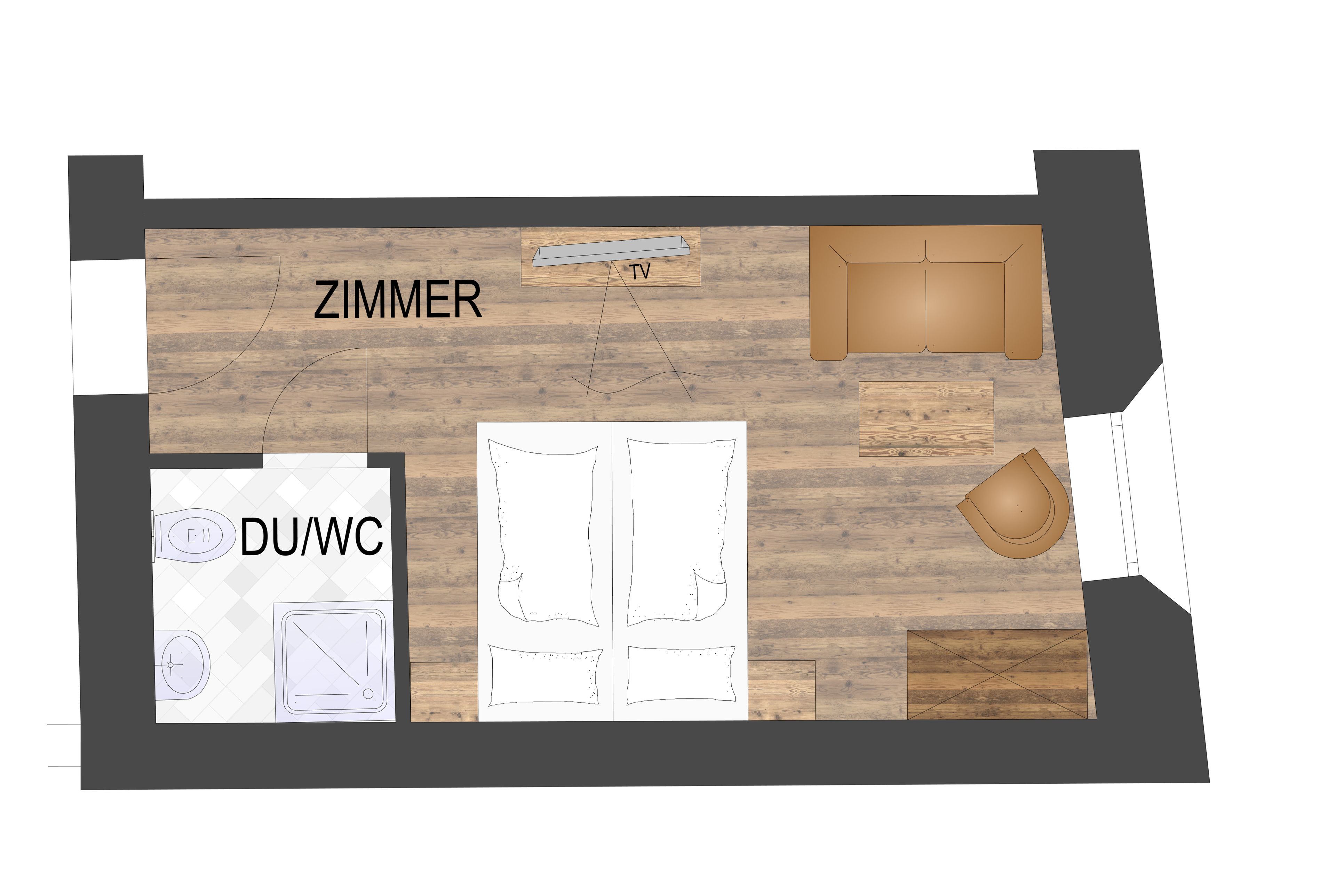 basic double room, 1 double bed, valley view | floor plan