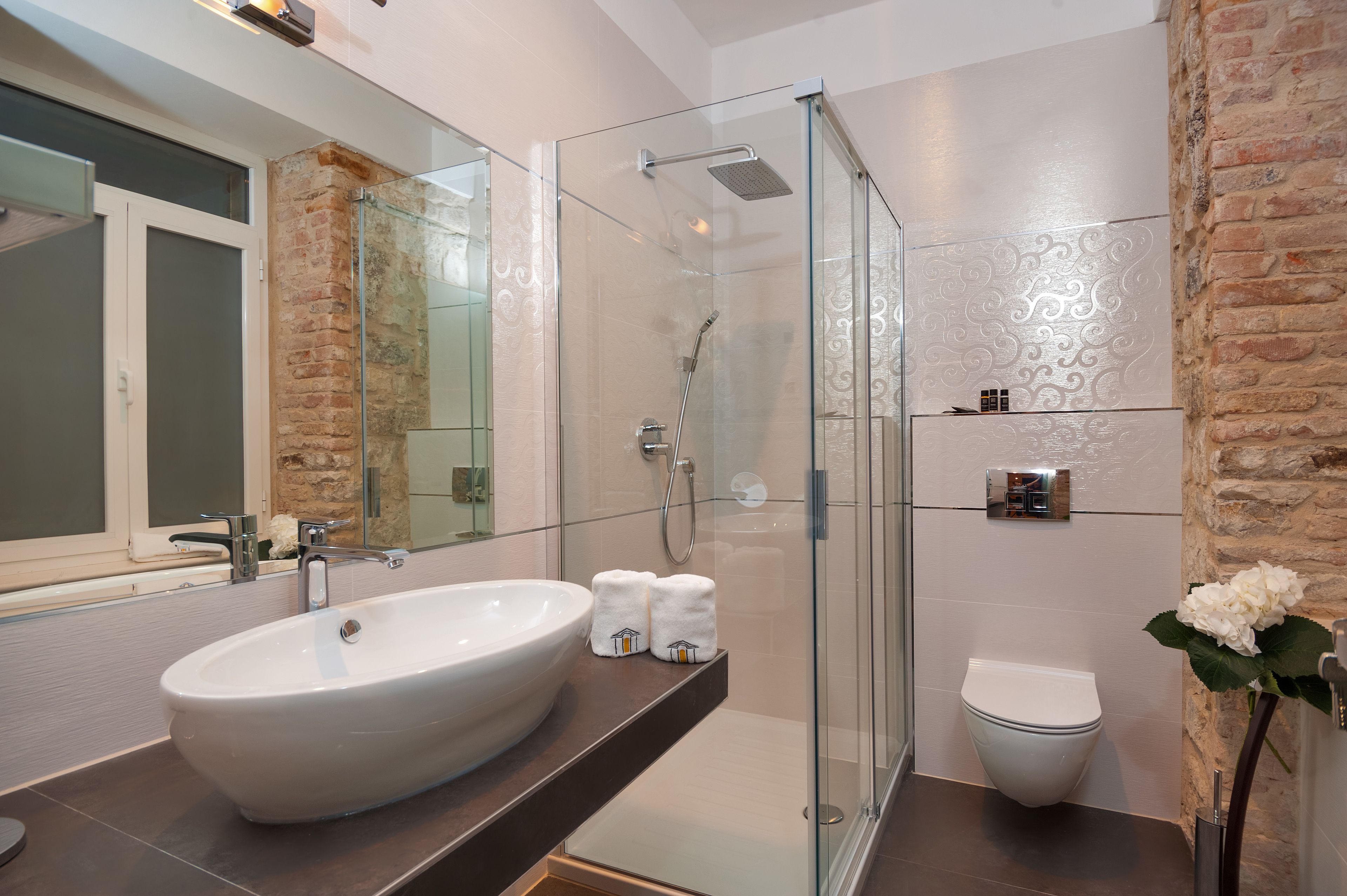 comfort double or twin room (ground floor) | bathroom | shower, designer toiletries, hair dryer, bathrobes