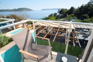 Tremannsrom, sjøutsikt | Balkong