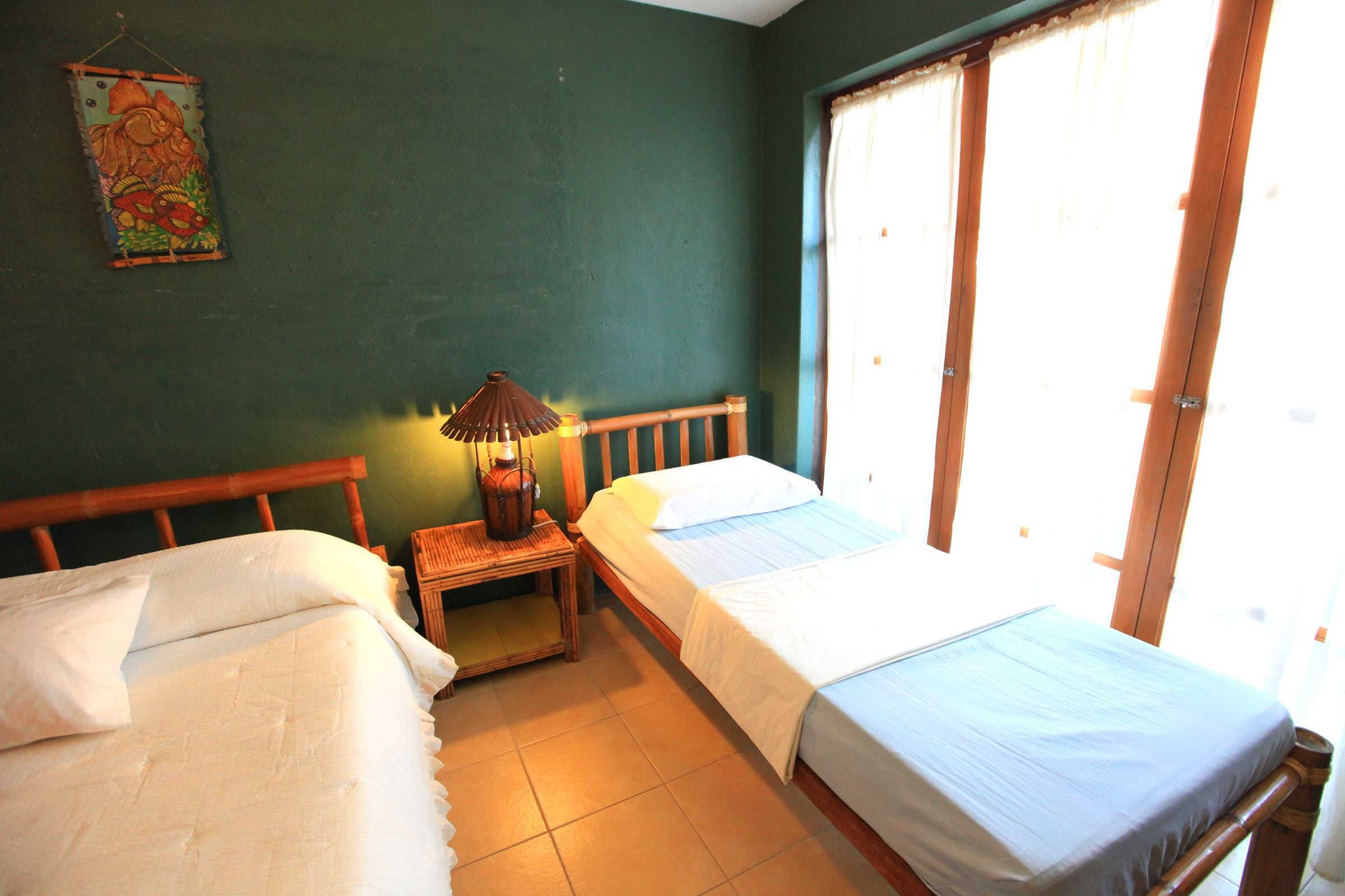 desk, blackout curtains, free wifi, bed sheets