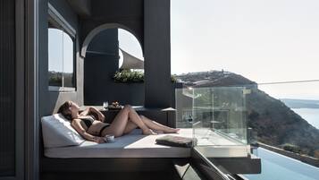 Executive loft, hot tub, uitzicht op zee | Terras