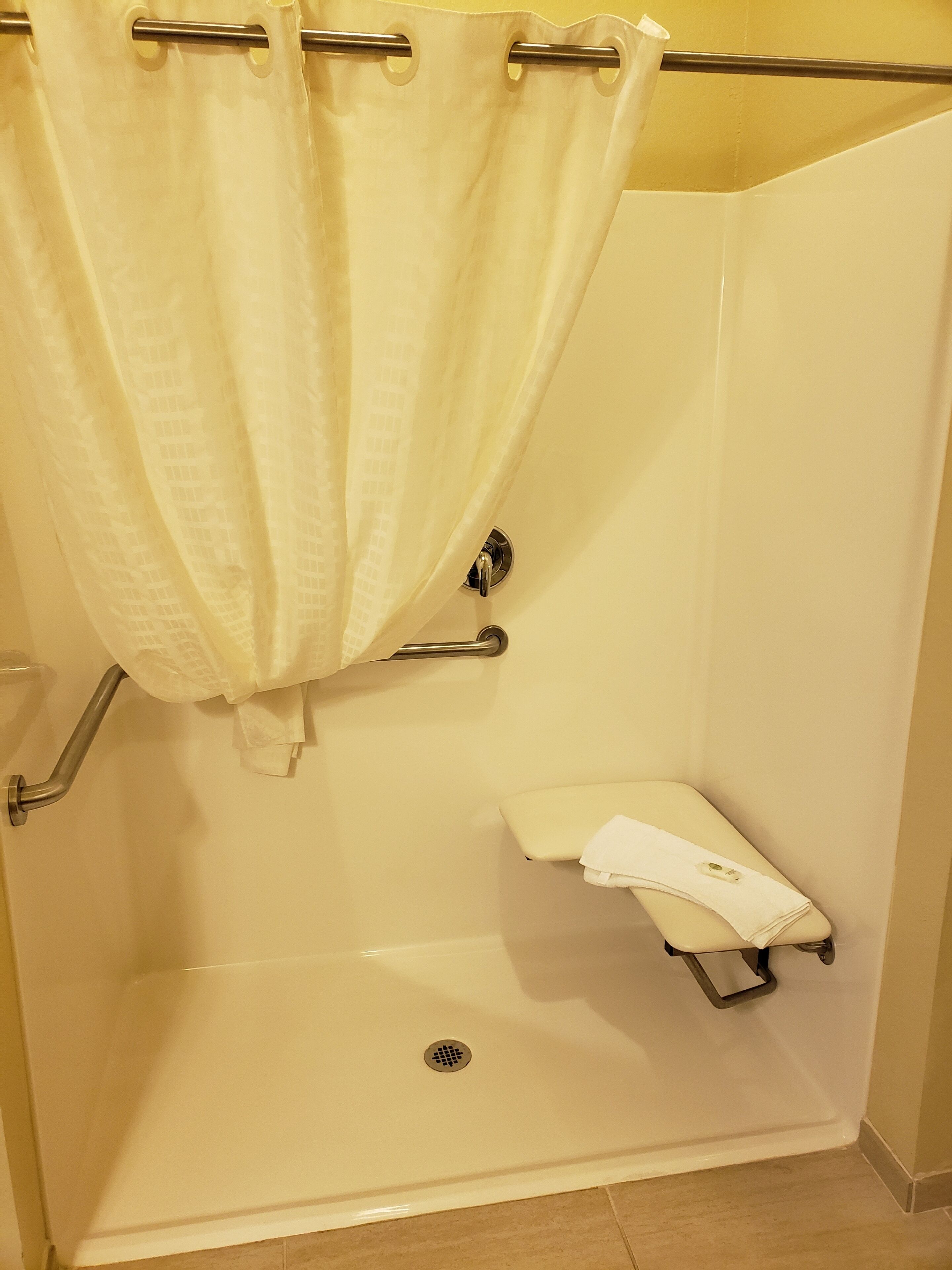 room, 1 king bed, accessible roll in shower, non smoking | bathroom | free toiletries, hair dryer, towels, soap