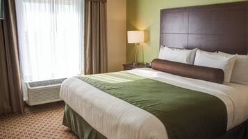 Premium bedding, down comforters, pillowtop beds, desk