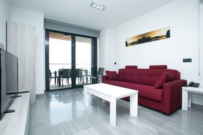 Apartment, 2 Bedrooms, Terrace, Sea View | 1 bedroom, in-room safe, desk, blackout curtains