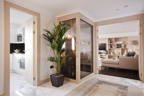 Beaufort Suite, Three Bedroom Penthouse with Balcony | Living area | LCD TV, DVD player, iPod dock - Claverley Court (London)