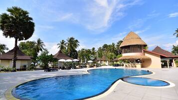 2 outdoor pools, open 7:00 AM to 6:00 PM, pool loungers