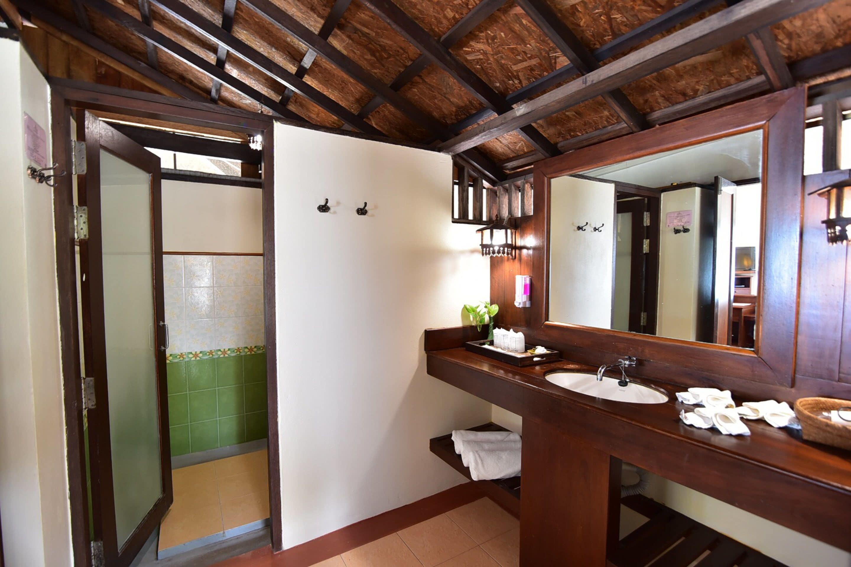 separate bathtub and shower, free toiletries, hair dryer, bathrobes