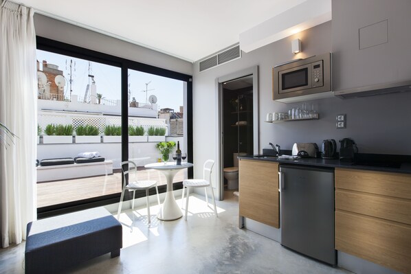 Studio, terrasse | Cuisine privée