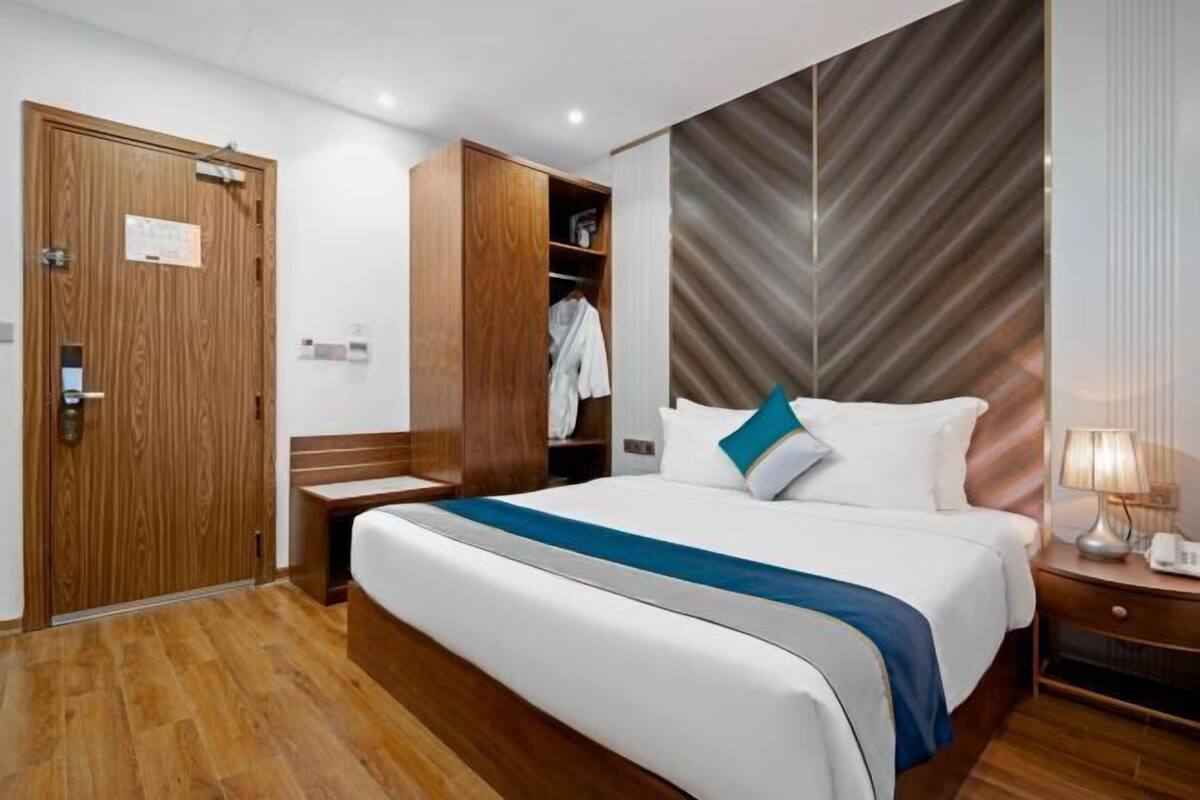 Lakens van Egyptisch katoen, luxe beddengoed, een minibar