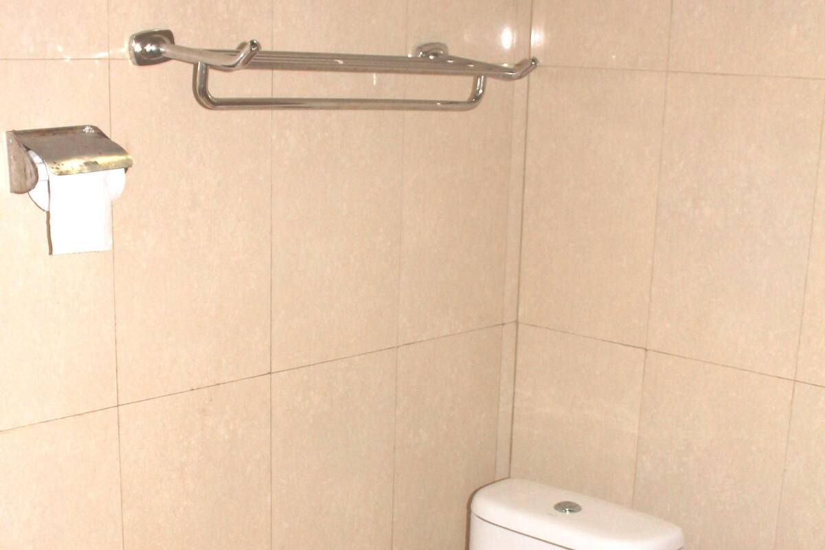 Shower, free toiletries, towels
