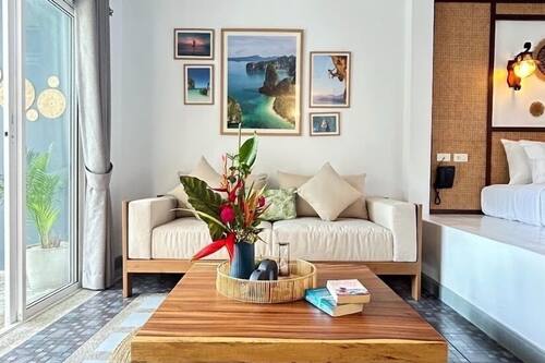 Studio, Private Pool, Partial Ocean View | Living area | Flat-screen TV
