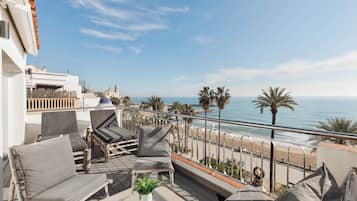 Panoramic Penthouse, 2 Bedrooms, Sea View, Beachfront (Paseo de la Ribera 44) | Terrace/patio
