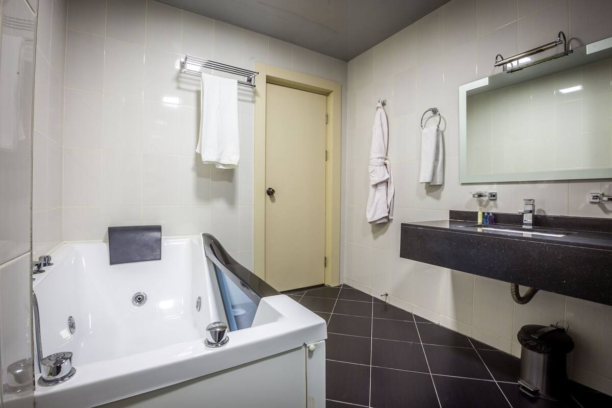 Free toiletries, hair dryer, slippers, towels
