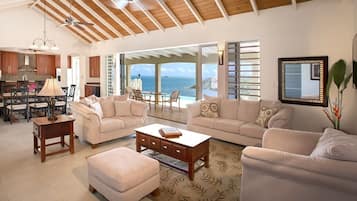 Deluxe Villa, 4 Bedrooms, Private Pool, Sea View | Living room