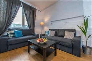 Apartment, 2 Bedrooms (at 156 Niepodleglosci Avenue) | Living area | TV - P&O Apartments Mokotów (Warsaw)