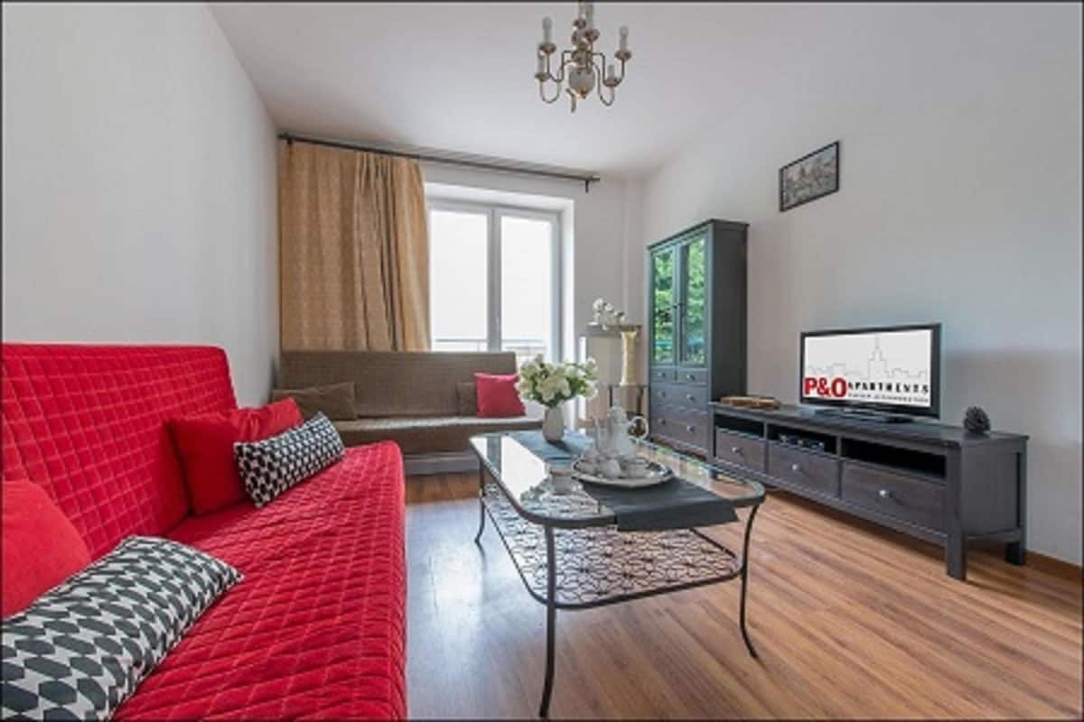 Appartement (at 14 Sandomierska Street) | Geluiddichte muren, een strijkplank/strijkijzer, extra bedden