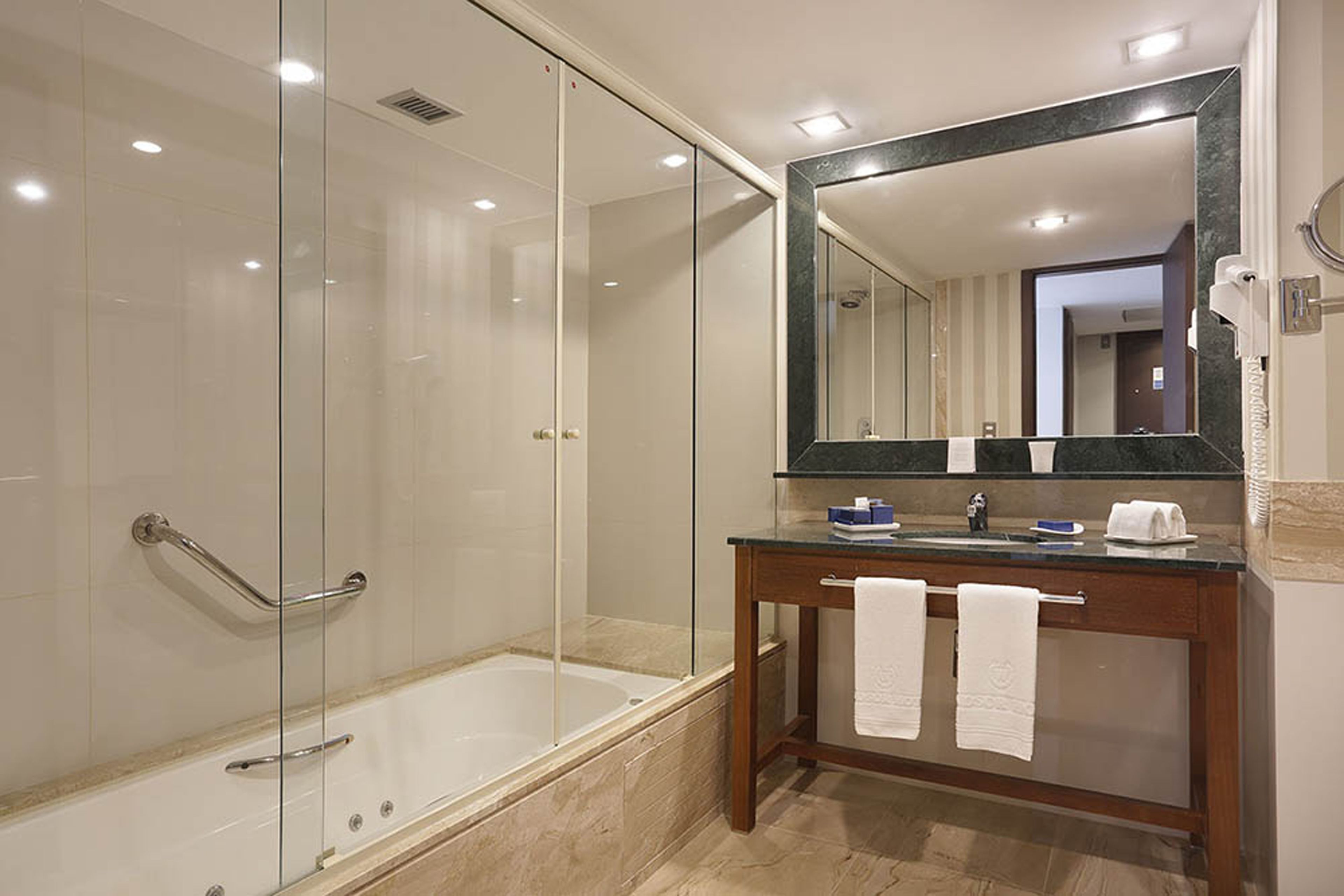 free toiletries, hair dryer, towels, soap