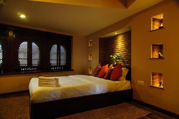 Premium Studio Suite, 1 Double Bed, Ensuite, Mountain View | Iron/ironing board, rollaway beds, free WiFi, bed sheets - THAGU CHHEN A Boutique hotel (Bhaktapur)