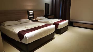 Desk, free WiFi, bed sheets