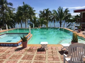Outdoor pool, pool loungers